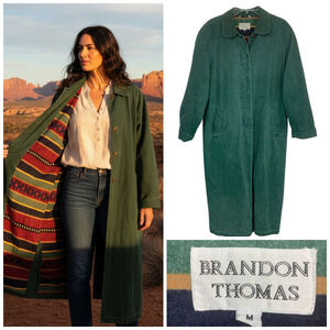 Vtg Brandon Thomas Southwestern Western Duster Coat Aztec Tribal Flannel Sz M